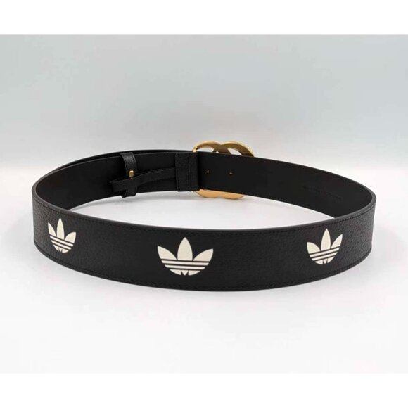 Gucci x Adidas GG Marmont Leather W.40 Belt Black/White 90cm 406831 - Picture 3 of 12